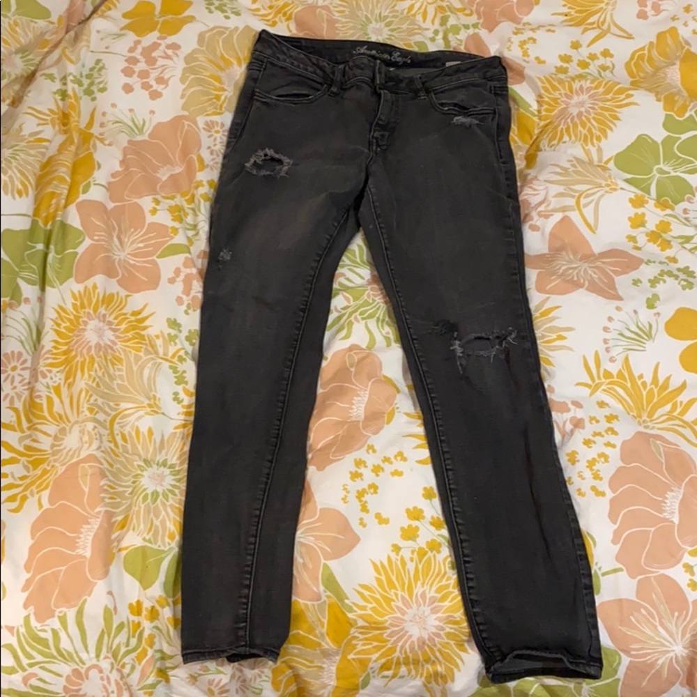American Eagle Black Ripped Jeans